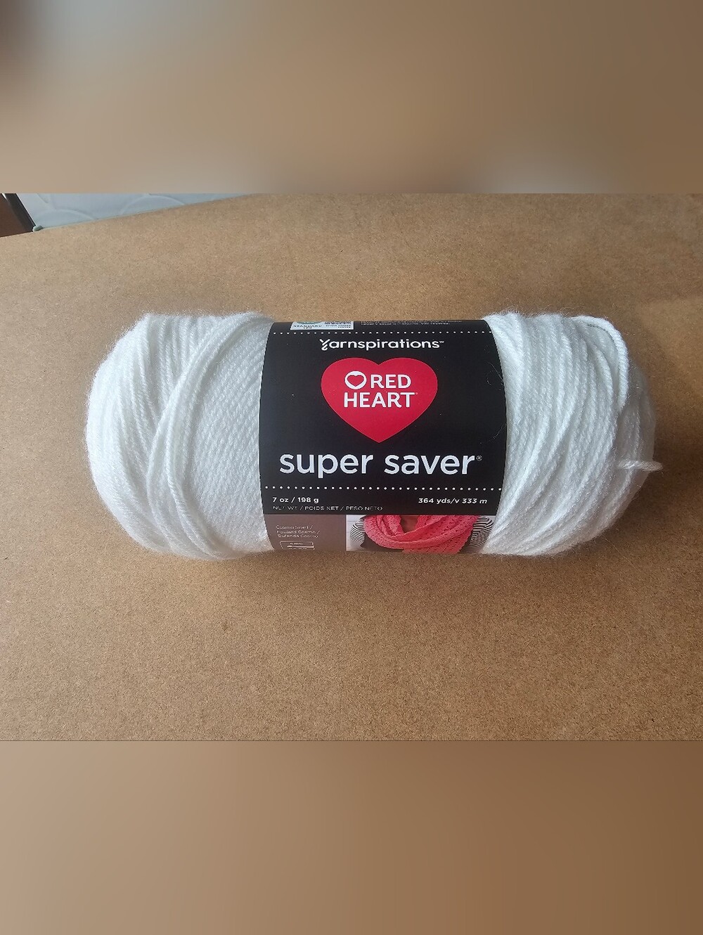 1 Skein Red Heart Super Saver Yarn - White